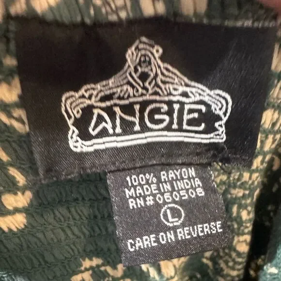 Angie Sage green and white front twist cutout maxi dress with pockets size large - Picture 6 of 7